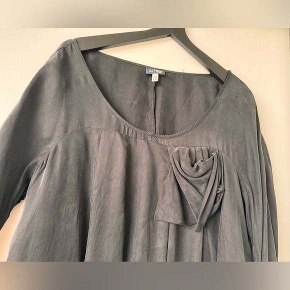 Armani Vegan Silk Pleated Top in Black - Picture 3 of 9